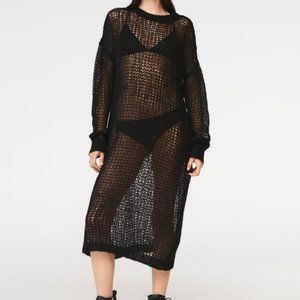 ZARA STEVEN MEISEL MESH KNIT SWEATER DRESS S